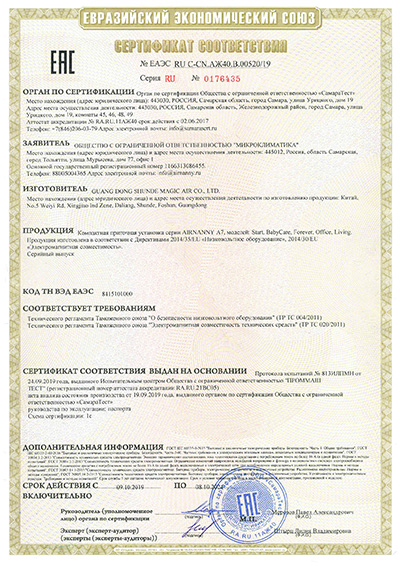 Сертификат соответствия AirNanny